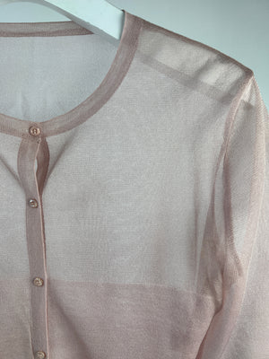 Alaïa Pink Silk Cardigan Size FR 38 (UK 10)